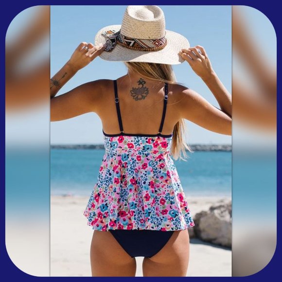 BEACHSISSI || Animal Floral Print Ruffled Tankini Set (SIZE XL) - Picture 5 of 6